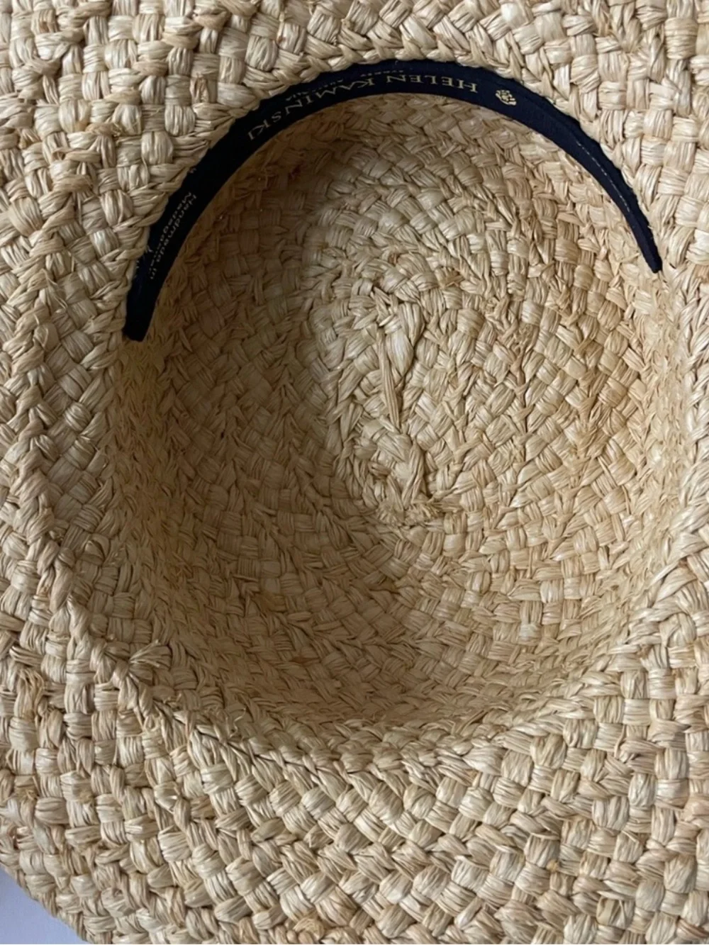 Helen Kaminski Natural Straw Sun Hat with Black Ribbon Tie - Picture 7 of 10